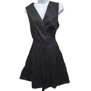 Nine West Tiered Wrap Dress Black Size Large NWT H7